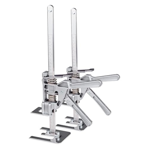 VEVOR Labor Saving Arm Jack, 2 PCS 220 lbs Bearing Capacity, Lifting up to 7.1", Metal Hand Lifting Jack Tool with Magnetic Level, Adjustable Height, for Door, Window, Furniture, Woodworking, Silver - size: L-12inch