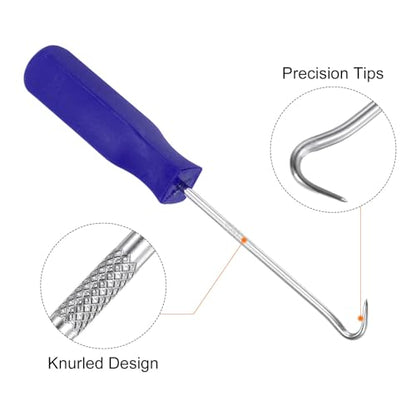 HARFINGTON 2pcs 45 Degree Picks 135mm Chrome Vanadium Steel Cr-V TPR Plastic Handle Square Automotive Pick Tool Set for Removing O Rings Small Items, Blue