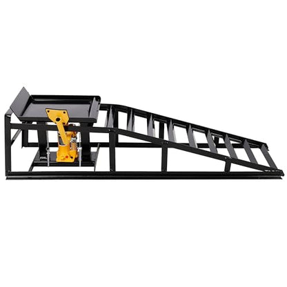 2 Pack Hydraulic Car Ramps with Pedal Auto Car Truck Service Ramps Lifts Low Profile Car Lift Service Ramps Truck Trailer Garage,Height Hydraulic Vehicle Ramps 5 T 10000 LBS (Black) - color: Black