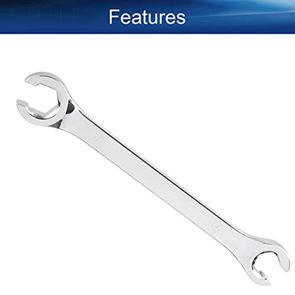 Auniwaig Flare Nut Wrench 14mm x 17mm, Metric, Polished Chrome Plated for Removing or Replacing Nuts on Fuel, Brake or Air Conditioning Lines - size: 14x17mm