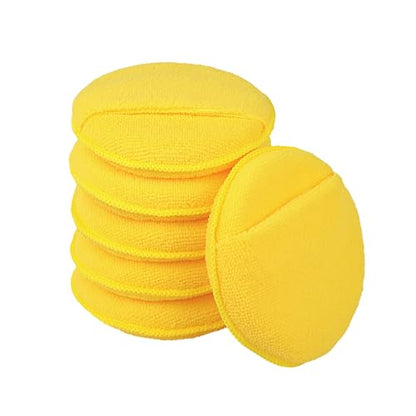 FONAROLL Microfiber Wax Applicator Pads, Car Wax Applicator with Finger Pocket, Buffing & Detail Polishing Foam Pads for Car Cleaning and Fine Polishing (5 inch, 6 Pack) (Yellow) - color: Yellow