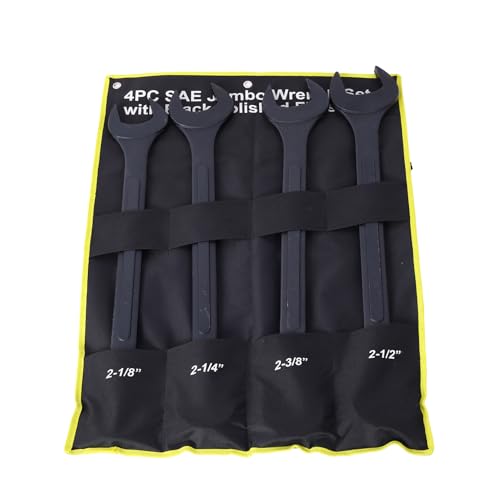 4PC Jumbo Combination Wrench Set, SAE, 2-1/8", 2-1/4", 2-3/8", 2-1/2 inch | Jumbo Wrench Set, Extra Large Combination Wrench Sets, Black Oxide Finish with Pouch (4PC-SAE) - size: 4PC-SAE
