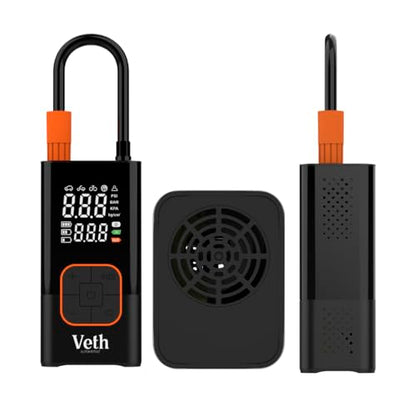 VT06 Portable Tire Inflator, 150 PSI Cordless Air Pump | Dual 2000mAh Battery, Rechargeable, Auto Shut-off, Digital Display, USB-C Out, Car Motorcycle Bike Balls