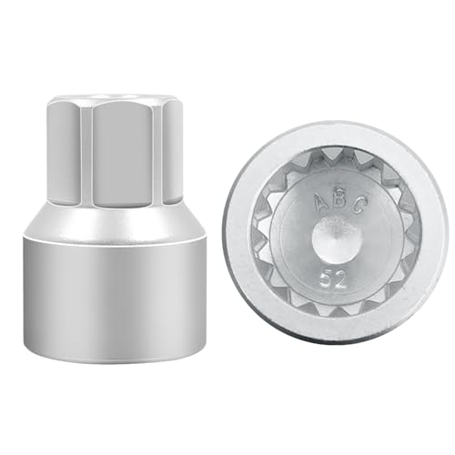 ABC-52 16Pt Outer Ring 4mm Wheel Locking Nut Key for Porsche VW | Wheel Lock Nut Socket Adapter, Anti-Theft Lug Nut Removal Tool, Anti-Theft Screw Remover, Repair Tool, Tyre Fitting, garage - color: ABC-52 Outer ring thickness: 4mm