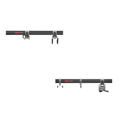 Rubbermaid Fasttrack Garage Storage Utility Hooks 7 Piece Black All in One Rail Hook Kit and Tool Organizer Heavy Duty for Home/Garage/Shed/Garden - size: 2 Rails, 5 Hooks