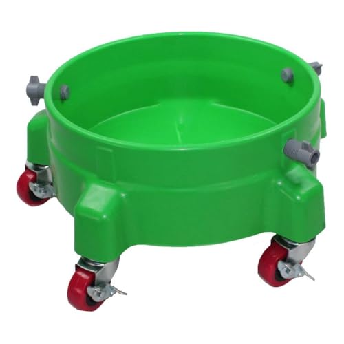 Heavy Duty Car Wash Bucket Dolly with 360° Swivel Casters | Fits 3.5–7 Gallon Buckets | 300 lb Capacity | Soap Holder | Rolling Pail Stand for Auto Detailing |Green - color: Green