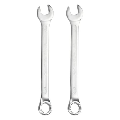 HARFINGTON 2Pcs Metric Combination Wrench 17mm Open End & 15-Degree Offset 12-Point Box End Chrome Vanadium Steel Industrial Grade Double Ended Wrenches Spanners Tools - size: 17mm