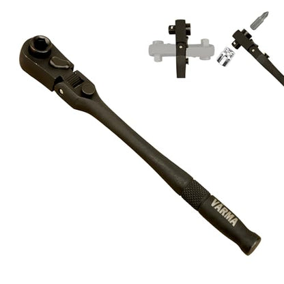 1/4" Drive Dual Flex Head Ratchet & Bit Driver – 6-inch long, 72-Tooth, 5° Swing Arc, High Torque, Chrome Vanadium Steel - size: 1/4" Drive Dual Flex Head Ratchet
