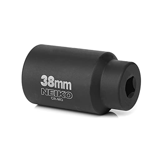 NEIKO 02528A 38mm Socket | 1/2” Drive Deep Impact Socket | Spindle & Axle Nut Socket | 12 Point |Chrome Molybdenum Cr-Mo |Deep Well Hub | Triple Square | Axle Shaft Nut Remover - size: 38 mm (Single)
