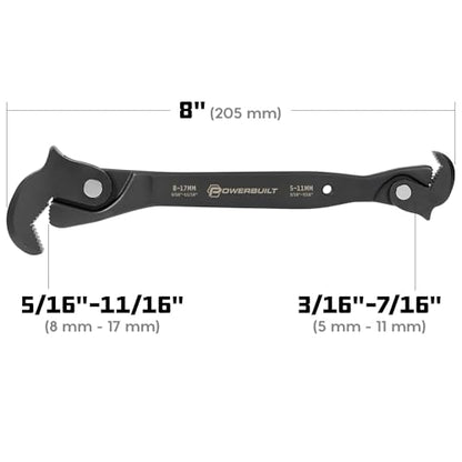Powerbuilt 8 Inch Dual Headed Self-Adjusting Wrench, Quick Auto-Adjusting Jaws for Home Auto Bike Repair, 5–17mm / 3/16"–11/16" 643158ECE - style: 8 in Dual headed