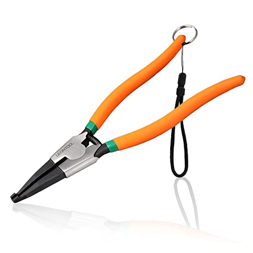 8-Inch Lock Ring Pliers Flat Snap Ring Pliers with Ring and Anti-loss Rope Special Circlip Pliers Reverse Pliers Retaining Ring Pliers Spreader Pliers for Transmission Transfer Cases - size: 8" with Ring & Rope