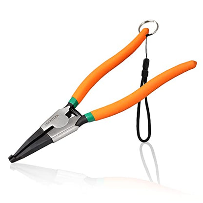 11-Inch Lock Ring Pliers Flat Snap Ring Pliers with Ring and Anti-loss Rope Special Circlip Pliers Reverse Pliers Retaining Ring Pliers Spreader Pliers for Transmission Transfer Cases - size: 11" with Ring & Rope