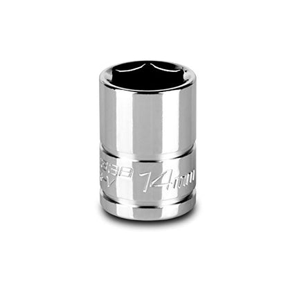 Capri Tools 14 mm Shallow Socket, 3/8-Inch Drive, 6-Point, Metric - size: 14 mm