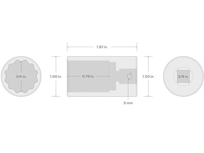 TEKTON 3/8 Inch Drive x 3/4 Inch Impact Socket | SID14219 - size: 3/4-Inch, style: Semi-Deep