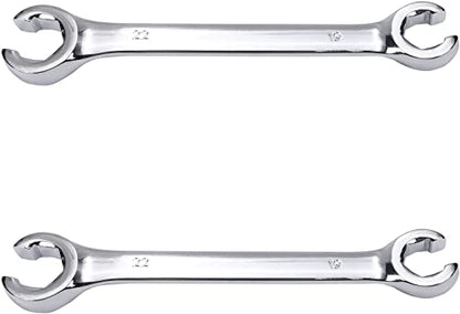 Heyiarbeit 2Pcs Flare Nut Wrench, 19mm x 22mm Metric Double Open End - size: 19*22mm, style: 2PCS
