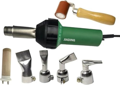 110V 1600W JIADING Professional Hot Air Plastic Welder Hot Air Torch Plastic PVC Welding Gun Welder with Speed Nozzle Roller Heat Element - color: C