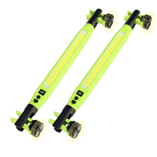 2 Pack Rechargeable LED Work Light, 3000LM Portable Mechanic Light with Magnetic Base, Hanging Hooks & Clamps, 4 Modes Under Hood Work Light with Red SOS for Car Repair, Garage