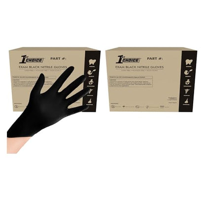 1st Choice Black Nitrile Gloves Disposable Latex Free - Exam Grade Black Gloves for Cooking, Medical, Dental, Cleaning - 4mil - size: Medium, style: 2 Cases of 1000