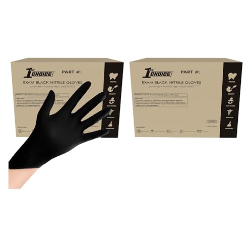 1st Choice Black Nitrile Gloves Disposable Latex Free - Exam Grade Black Gloves for Cooking, Medical, Dental, Cleaning - 4mil - size: Medium, style: 2 Cases of 1000