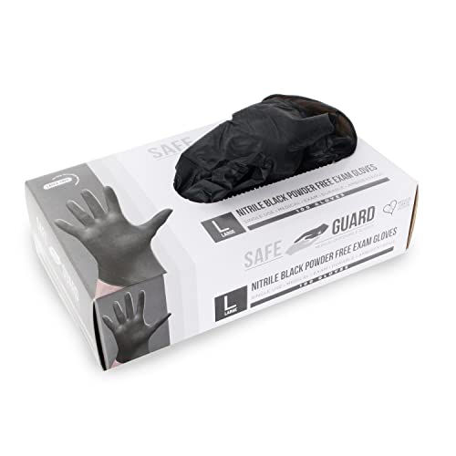 Safeguard, Nitrile Disposable Gloves, Powder Free, Industrial Grade Gloves, Latex Free, Dispenser Pack, Extra Large Size,Black, 100 Pc - color: Black, size: X-Large (Pack of 100)