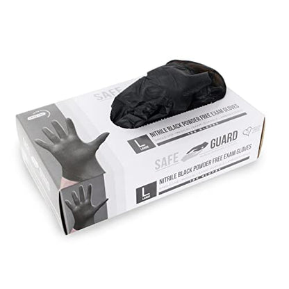 Safeguard, Nitrile Disposable Gloves, Powder Free, Industrial Grade Gloves, Latex Free, Dispenser Pack, Extra Large Size,Black, 100 Pc - color: Black, size: X-Large (Pack of 100)