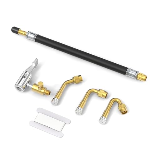 GASHER 5Pcs 8.26in Tire Valve Extenders, Valve Stem Extension with 45°/90°/ 135°Angles & Tire Inflator Hose Adapter - size: 210mm