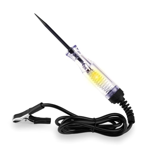 Test Light Automotive, Professional 6V-12V-24V DC Circuit Tester | Continuity & Car Fuse Tester with Alligator Clip and Long Steel Probe, Electric Tester Pen for Sedan, SUV, RV and Truck