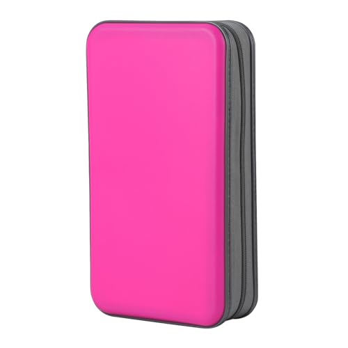 alavisxf xx CD Case, 96 Capacity Hard Plastic Organizer Wallet for Car | CD DVD Holder, Portable Hand Strap, Zipper Closure, Anti-Slip Scratch-Resistant Sleeves, Disc Storage, for Home Office Travel - color: Hot Pink, size: 96 Capacity
