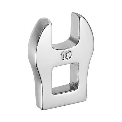 HARFINGTON Drive Crowfoot Wrench 3/8 Inch 10mm Metric Flare Nut Wrench CR-V Steel Electroplating Open End Crowfoot Spanner for Automotive Repair Mechanics, Bright Silver - size: 3/8 Inch x 10mm