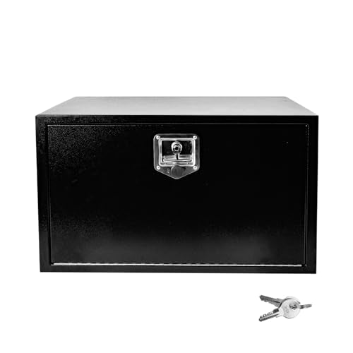 Steel Truck Tool Box,Tongue Box for Storage with Smooth Surface - Black | Steel Underbody Truck Tool Box with T-Handle Lock,Waterproof for Truck, Pickup, RV, Trailer 30" x 18" x 18" Inch - size: 30" x 18" x 18"