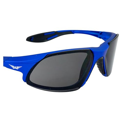 Global Vision Safety Shop Glasses - color: Blue Frame/Smoke Lens