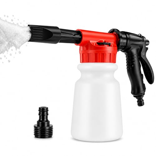 Car Wash Foam Gun for Garden Hose, Premium Foam Cannon Sprayer with Adjustable Foam Blaster, Car Wash Kit Soap Sprayer for Auto Detailing, Easy Connect Hose Foam Cannon-Red - color: Red