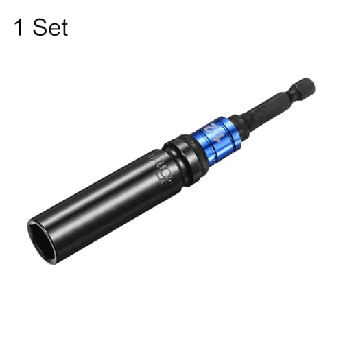 HARFINGTON Deep 6-Point Impact Socket 1/2" Drive 15mm Metric Socket 3" Length with 1/4" Hex Shank Adapter, CR-V Steel Socket Adapter Accessory Tool Set Kit for Hex Bolts Nuts - size: 15mm