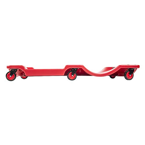 Pro Lift Mechanic Plastic Creeper 40 Inch - Blow Molded Ergonomic HDPE Body with Padded Headrest & Dual Tool Trays - 350 Lbs Capacity Red - color: Red