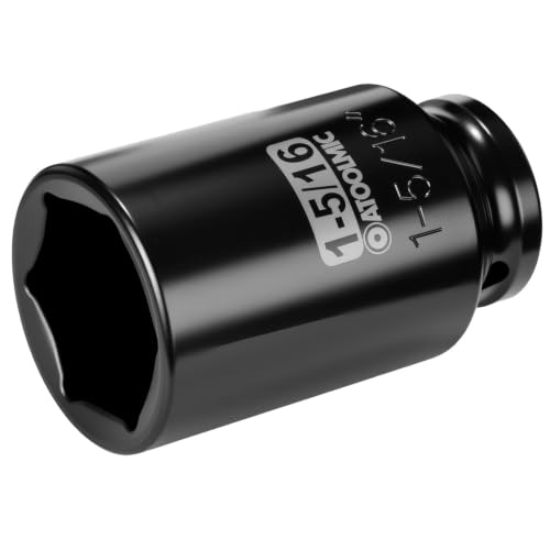 1/2" Drive x 1-5/16 Inch Deep 6PT CR-MO Impact Socket for Removing Axle nut | SAE Socket,6-Point Radius Corner Design,Two Size Markings,Square Chamfered Opening,For Removal of Axle Nut - size: 1-5/16 Inch, style: 1/2" Drive Deep Socket