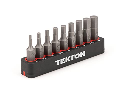 TEKTON 1/4 Inch Hex Bit Set with Rail, 9-Piece (2-6 mm) | DZX93002