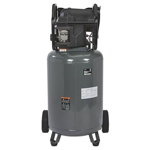 Klutch 29-Gallon Air Compressor, 2.5 HP, 120V, 175 PSI, 5.1 CFM at 90 PSI | Oil-free vertical design, Quick recovery, Nailing and painting use, Large wheels, Maintenance-friendly tank drain - size: 29 Gallon