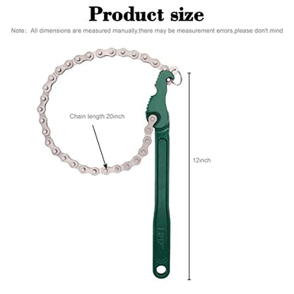 Jeemiter Heavy Duty Ratcheting Chain Wrench, 12 Inches Automotive Oil Fuel Filter Chain Wrench fits 1.5" to 6" Diameter Pliers Adjustable Removal Remover Tool - size: 12 Inch