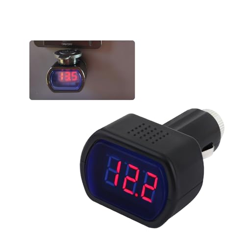 Car LED Cigarette Lighter Voltage Meter with Digital Display,12V/0.1A Battery Voltage Meter for Real-Time Voltage Monitoring,Universal Car Voltage Meters of Car Essentials - color: 1PC