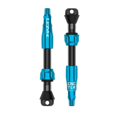 LEZYNE CNC TLR Valve Pro Tubeless Valve Pair for MTB, Gravel & Road Bikes | CNC Aluminum Presta Valve Stems, Bicycle Tire Insert Compatible, Sealant Friendly - 44mm, Blue (1-PK-TLRVL44-V210) - color: Blue, size: 44 mm