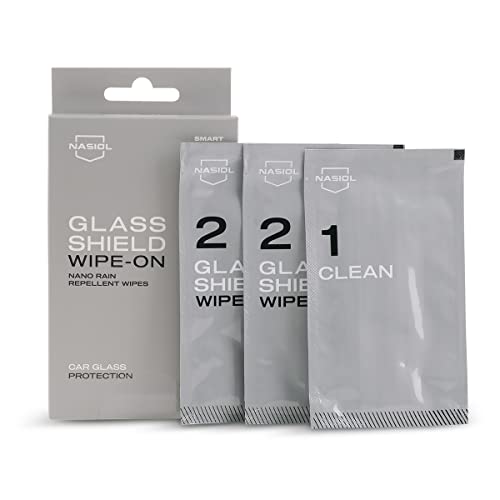 Nasiol GlasShield Wipe-On Nano Rain Repellent Wipe Kit, Ceramic Coating for Windshield, Quick & Easy Application, Easy to Clean, Car Rain-Repellant, Durable Lasts for 15,000 Miles