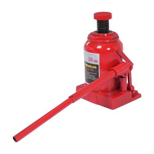 30 tons / 66138.6 lbs Lifting Automotive Welded Hydraulic Bottle Jack, Hydraulic Stubby Low Profile Welded Bottle Jack for Repair Vehicle, Pickup, Truck, w/Manual Handle, Red, - color: 30 Ton