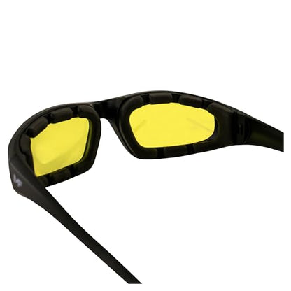 MF MotoFrames Payback Padded Motorcycle Sunglasses Black Frames - color: Black Frame/Yellow Lens