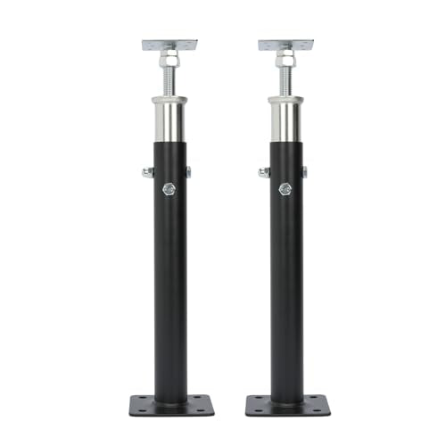 2 PCS Adjustable House Jacks Post for Leveling, 19"- 36"(1'7"-3') Floor Joist Support Jack for Basement and Crawl Space, 4400 lbs Max Load Capacity(Each), Galvanized Steel, Black - color: Black