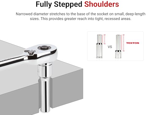 TEKTON 3/8 Inch Drive 6-Point Socket Set, 9-Piece | SHD91105 - size: 9-Piece (5/16-3/4 in.), style: Deep