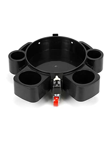 QWORK Bucket Dolly, Detailing Cart for 5 Gallon Car Wash Bucket, Rolling Bucket Dolly with 5 Rolling Swivel Casters and Compartments, for Car Washing Detailing System