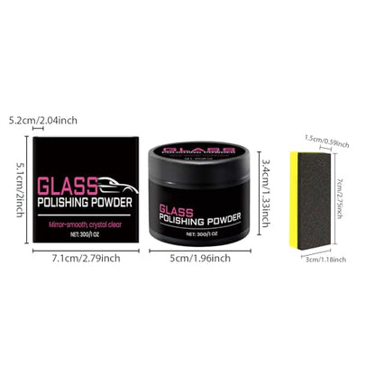 Window Polish,Water Spot Remove Powder,30g Wineshield Glass Polishing Kit with Sponge | for Automotive Vehicle Cars SUV Van Truck RV Restoration