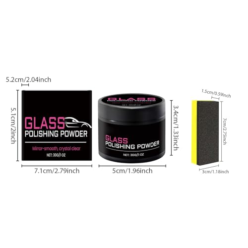 Glass Polishing Powder Window Cleaner | 30g Glass Polishing Compound with Sponge for Automotive Vehicle Cars SUV Van Truck RV Restoration