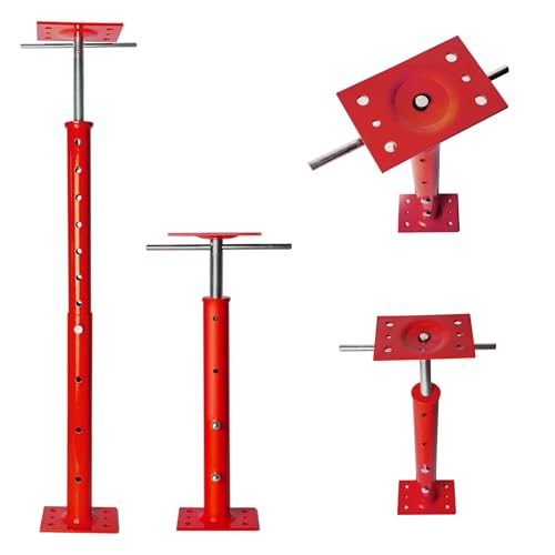 House Jacks for Leveling, Adjustable Jack Post 19" -38" Basement Floor Jack, Screw Floor Jack Post Supports Stabilizer Jacks for House Foundation, Stairs, Porches, Roof Beams - color: Red, size: 19-38 inches / 2 Pack