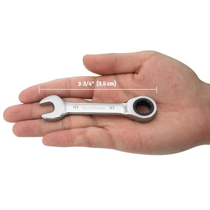 DURATECH 10mm Stubby Ratcheting Combination Wrench, Metric, CR-V Steel - size: 10MM